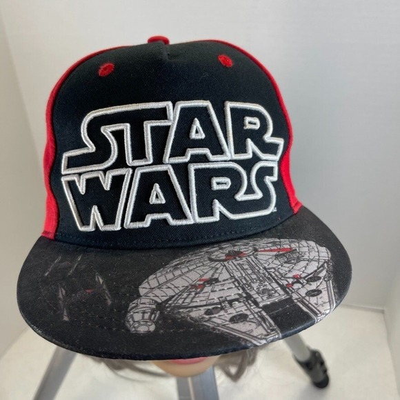 Star Wars Other - Star Wars Hat Cap Snapback Black Red Millennium Falcon Youth Streetwear Rare